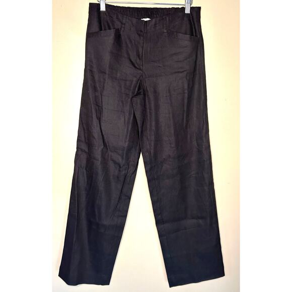J. Jill Linen Stretch Flowy Pants NWT Black Size 6 - Picture 1 of 7